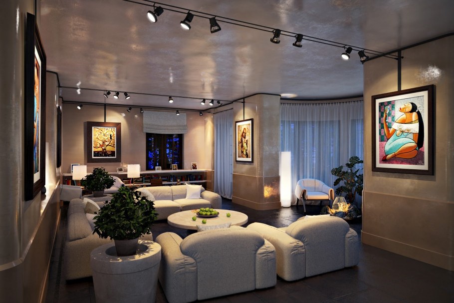 Современное освещение в гостиной