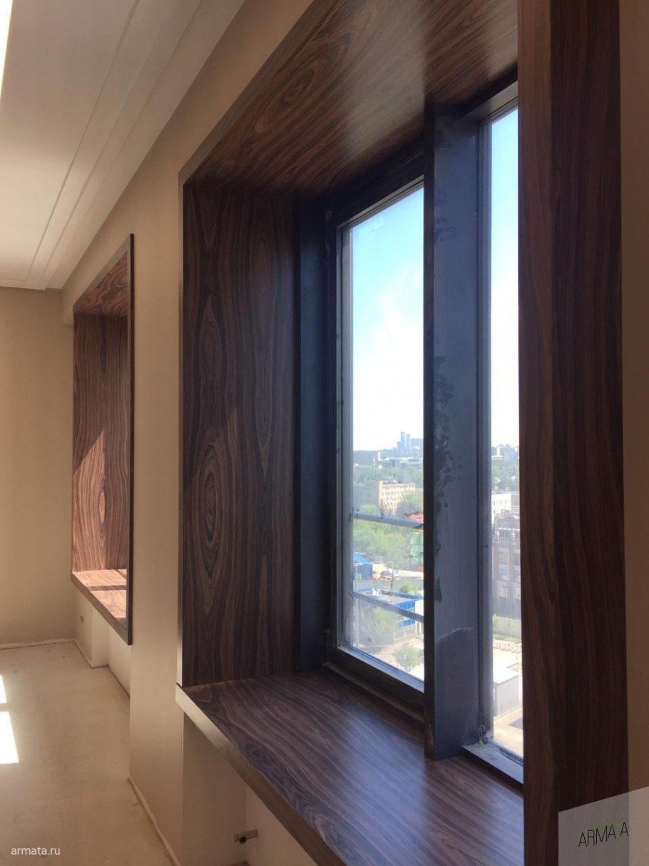 Отделка оконного проема ламинатом