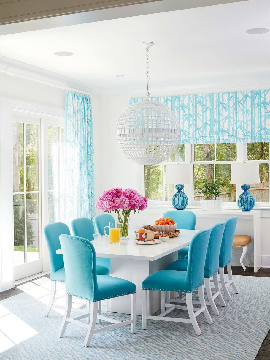 Столовая в голубых тонах