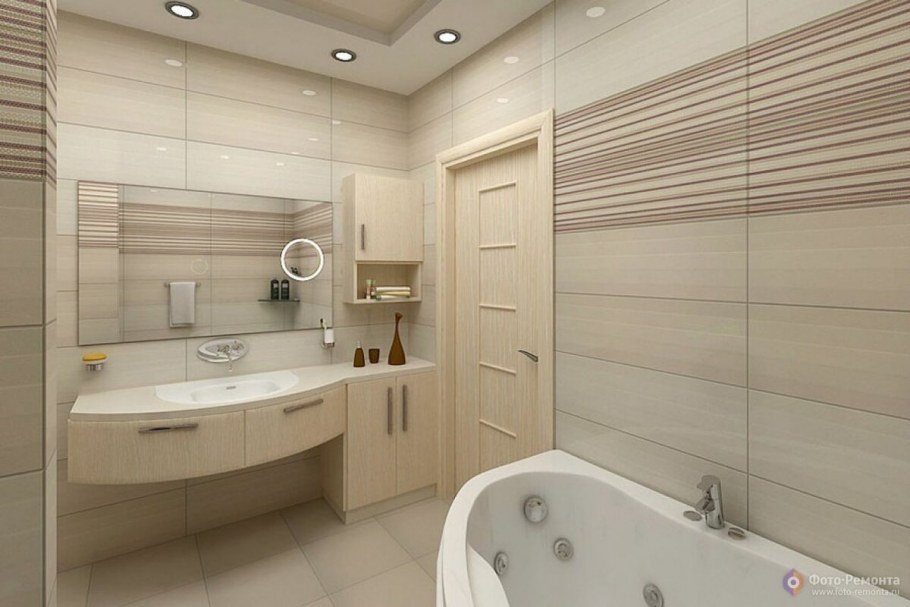Ванная комната в бежевых тонах