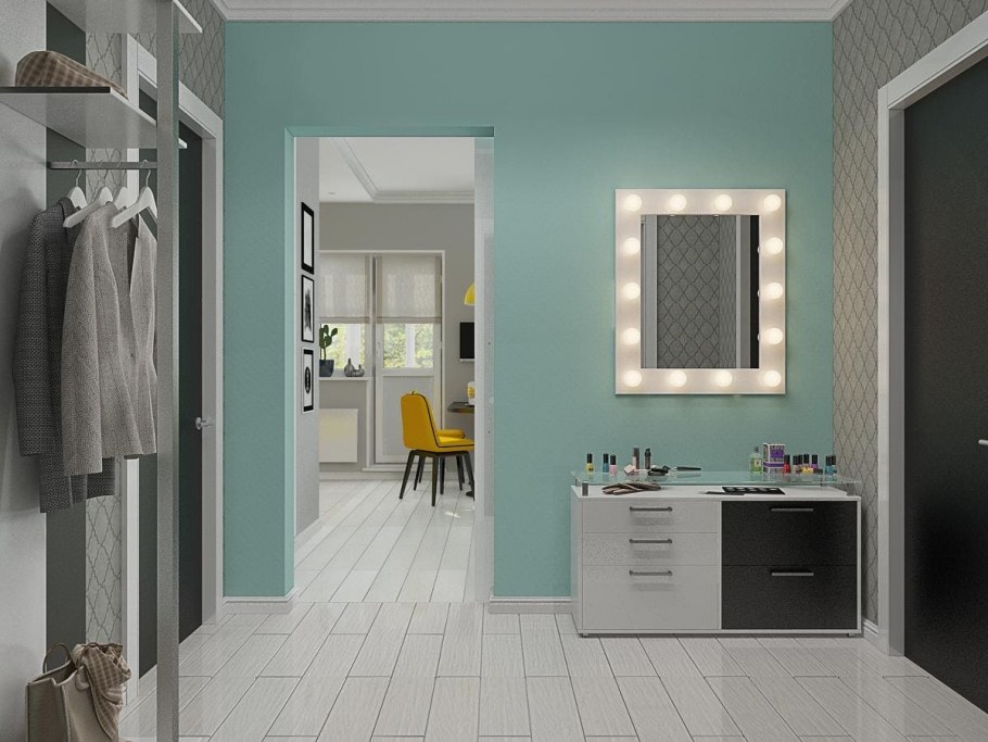 Мятный цвет в интерьере прихожей