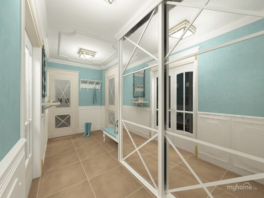 Прихожая бирюзовая с белым