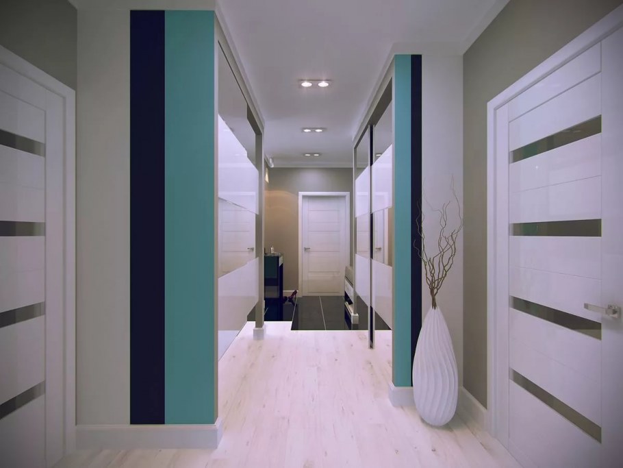 Бирюзовые стены в коридоре