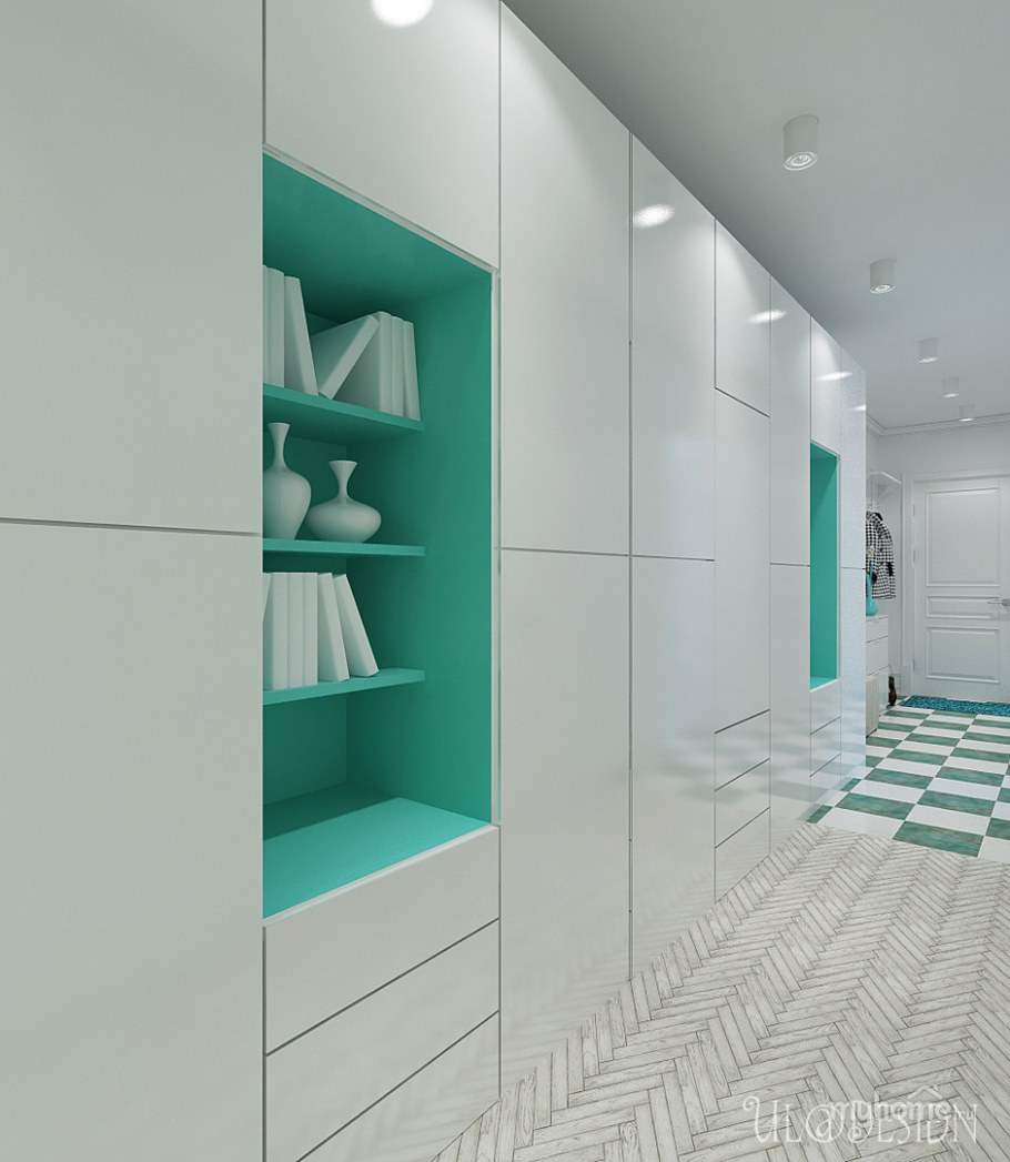 Прихожая в бирюзовом цвете