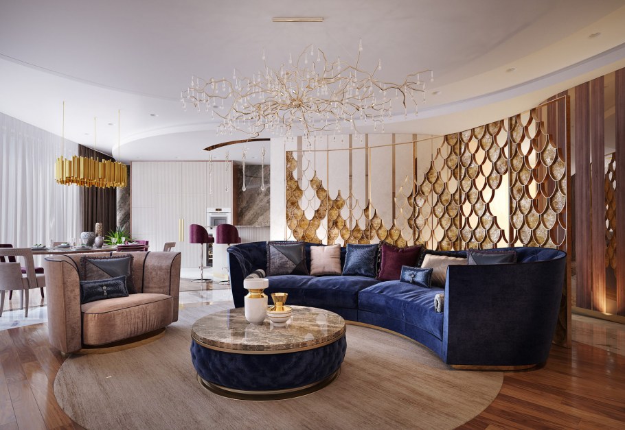 Перегородка для зонирования кухни и гостиной