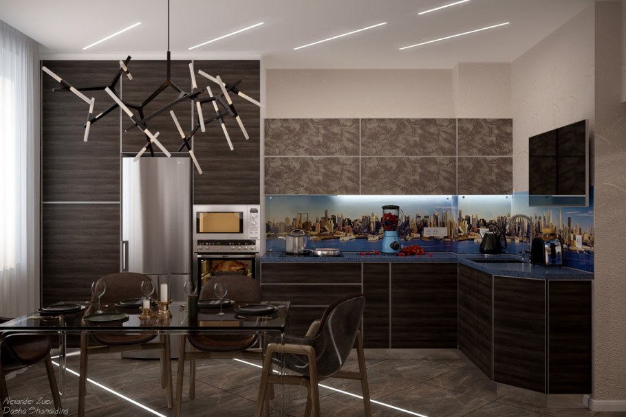 Дизайн проект квартиры студии теплые цвета