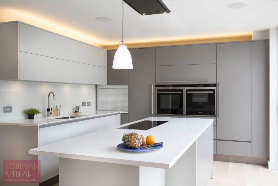 Белая угловая кухня Минимализм