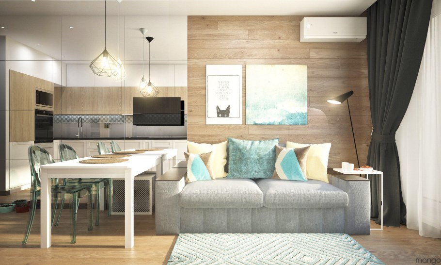 Кухня гостиная визуализация