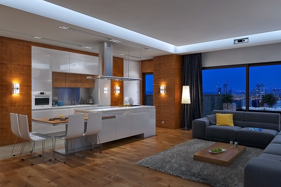 Пентхаус кухня гостиная