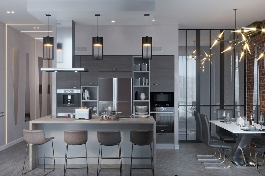 Интерьер кухня 2021 пентхаус