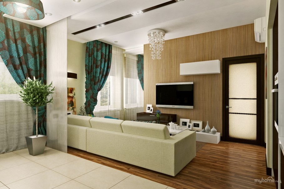 Рендер кухни гостиной