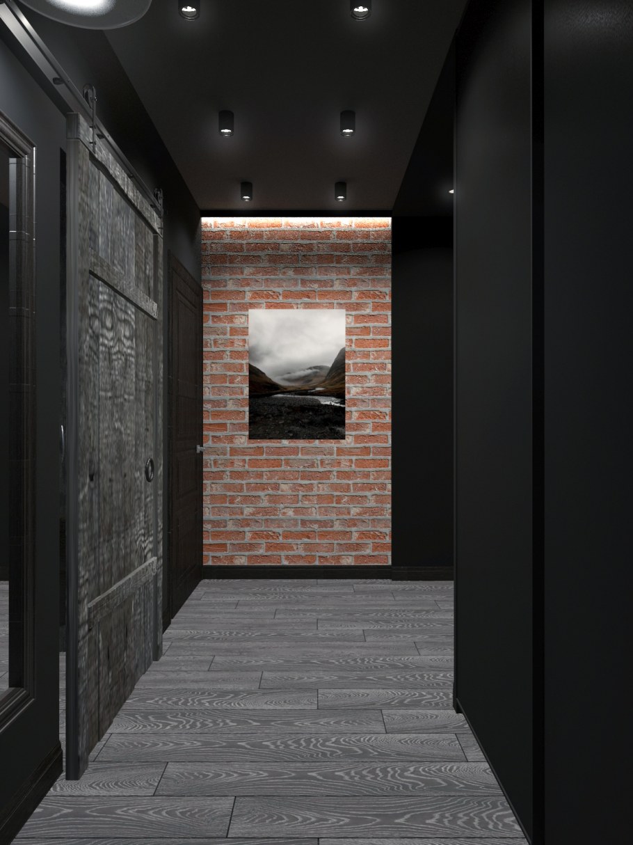 Серые стены в коридоре