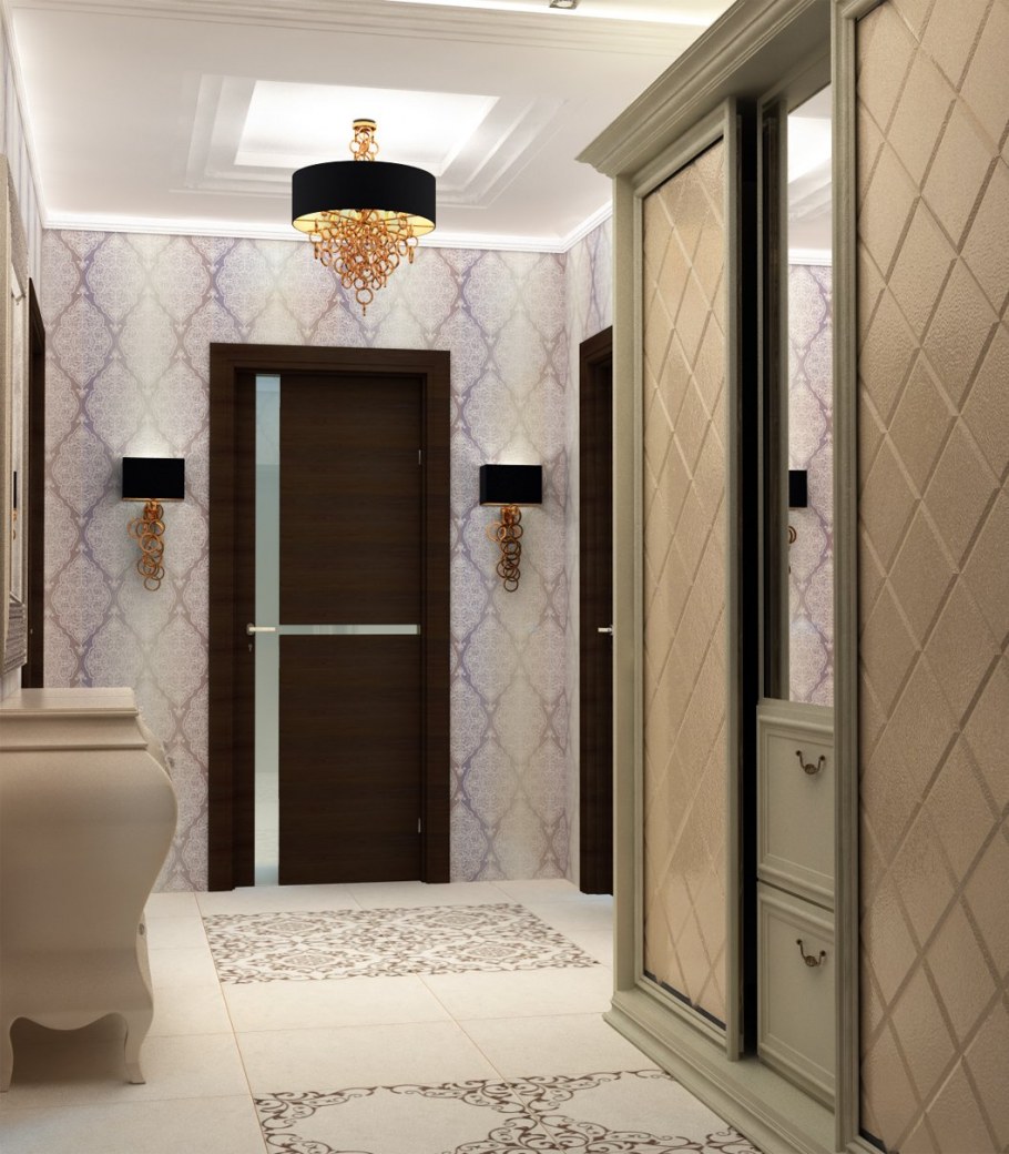 Бежевые стены и темные двери