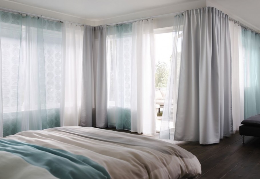 Тюль на угловое окно