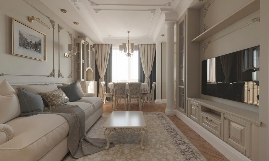 Интерьер гостиной 20кв в классическом стиле