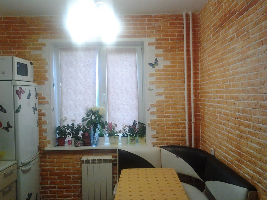 Отделка кухни декоративным кирпичом в хрущевке