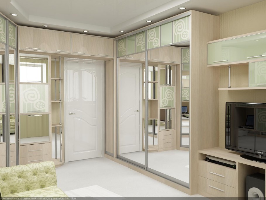 Встроенный шкаф на стену разной глубины