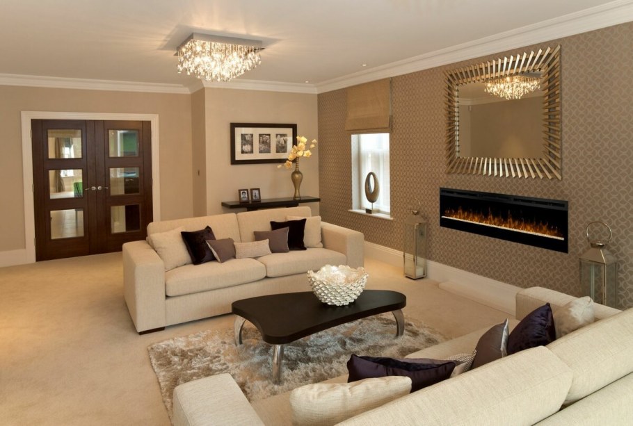 Бежевый интерьер гостиной
