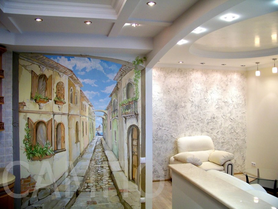 Жидкие обои в интерьере