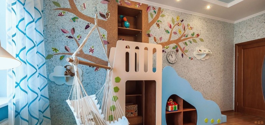 Обои в интерьере детской комнаты
