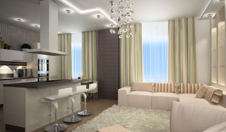 Кухня с гостинной с кухней 40кв м интерьер