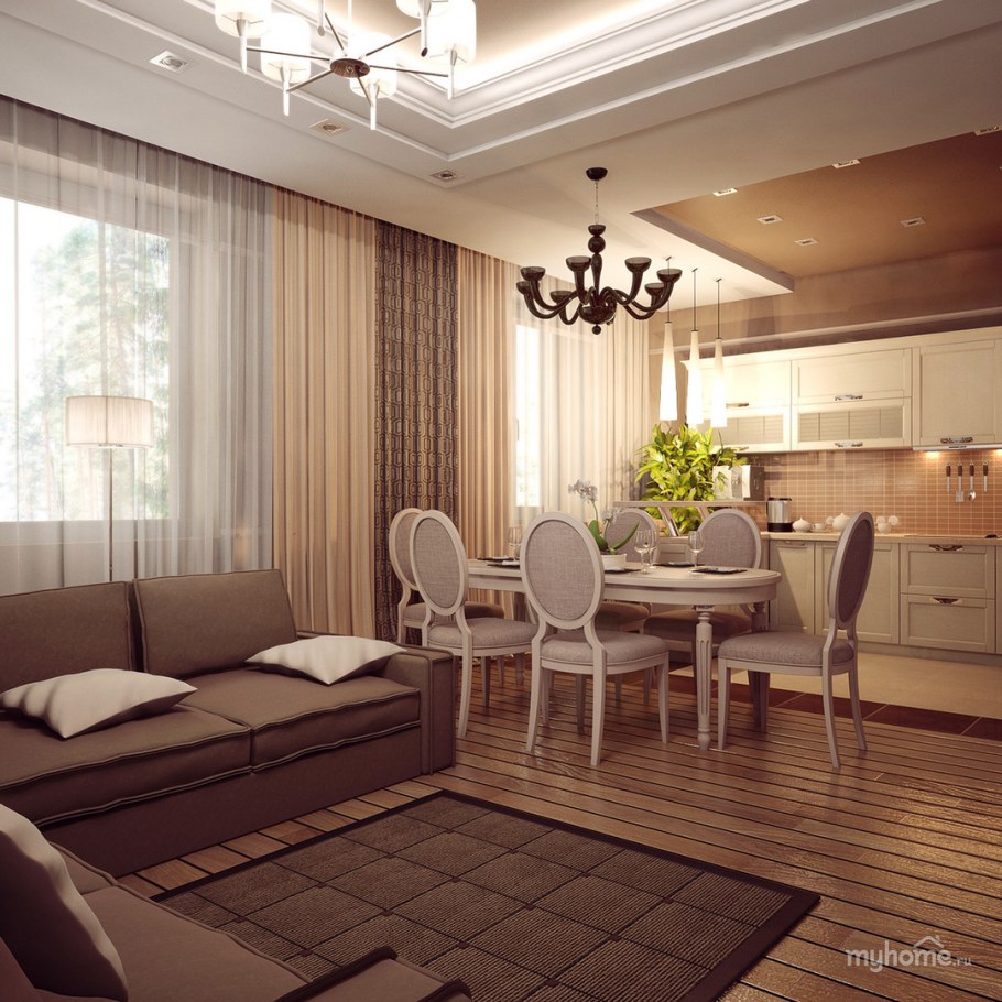 Проект объединения кухни и гостиной