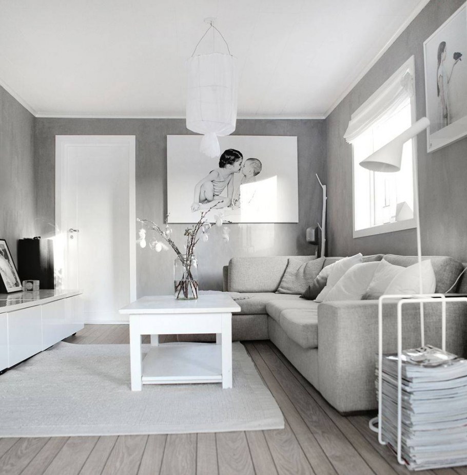 Серый и белый цвет в интерьере