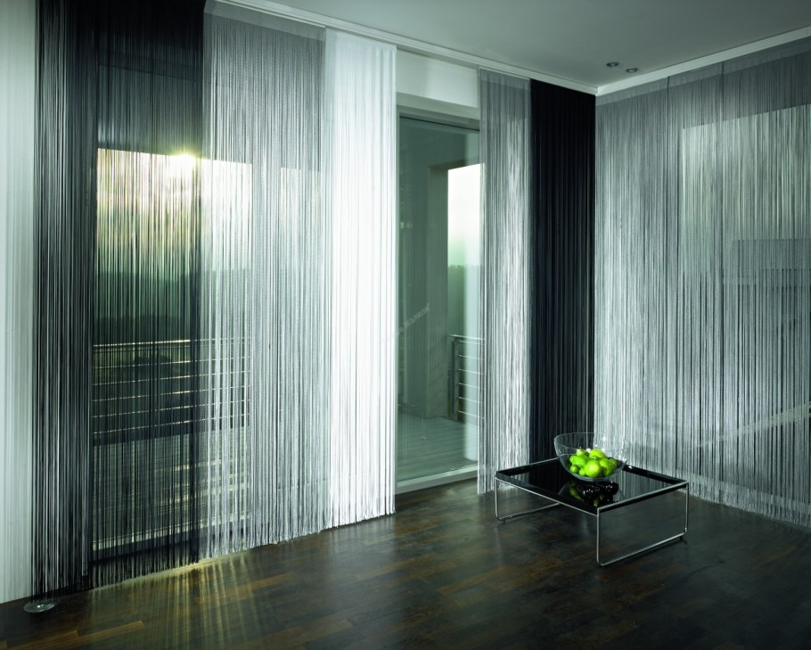 Нитяные шторы ПТК кисея однотонная стеклярус 280 см на кулиске