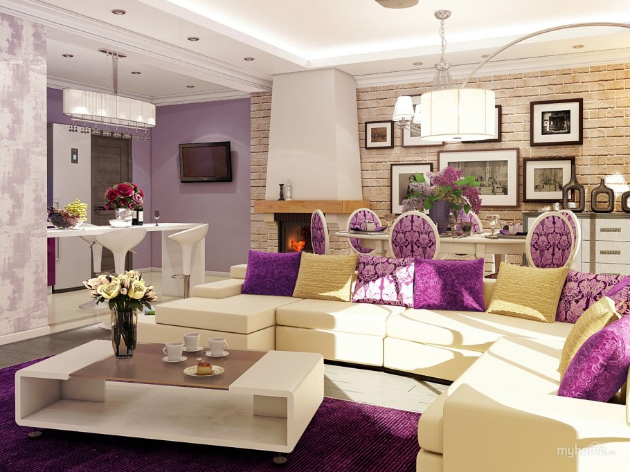 Лилово-серый цвет в интерьере