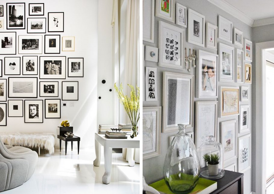 Декор стены фоторамками