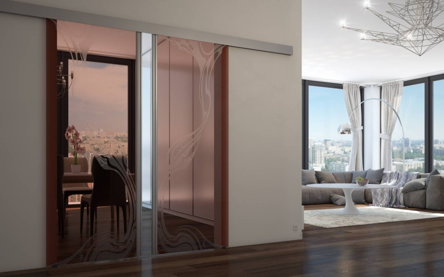 Стеклянные двустворчатые двери