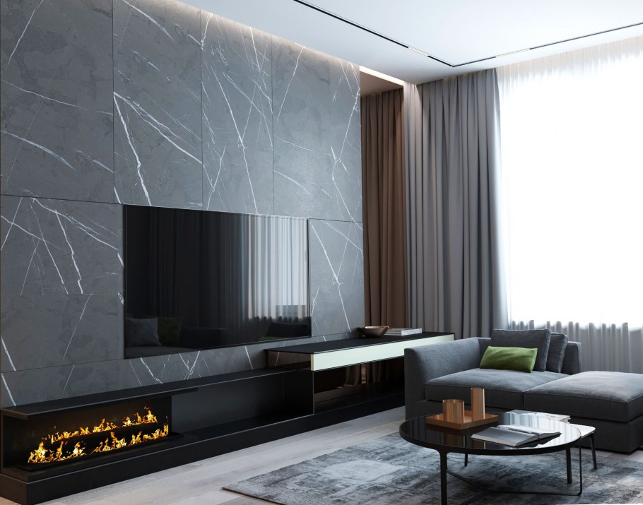 ТВ зона со шкафом в гостиной