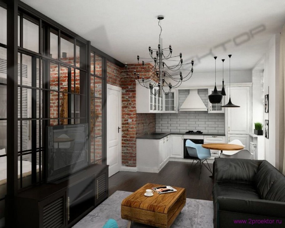 Комната студия в стиле лофт