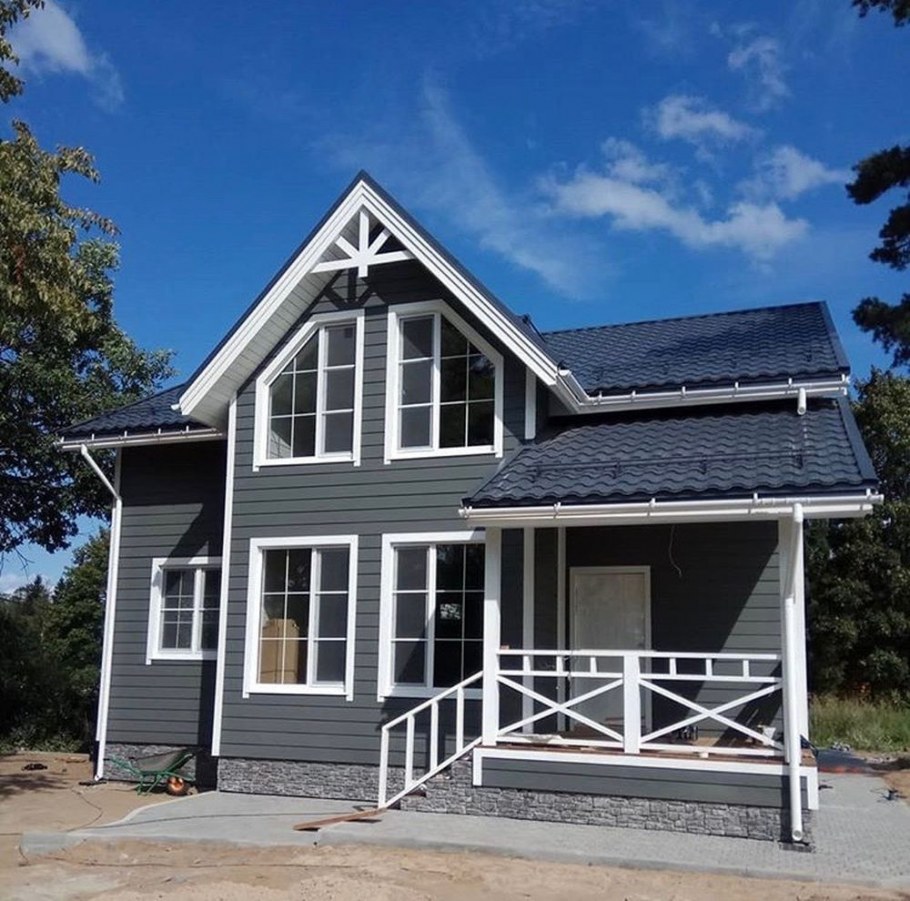 Сайдинг RAL 7024 фасады