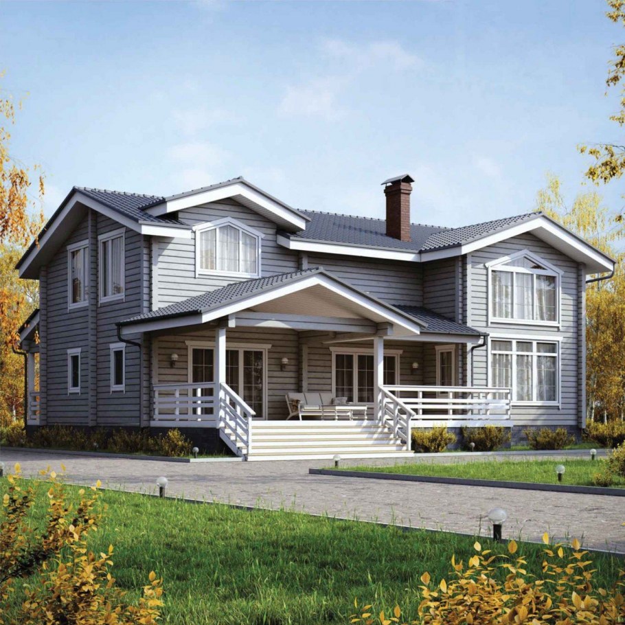 Дом с серым фасадом