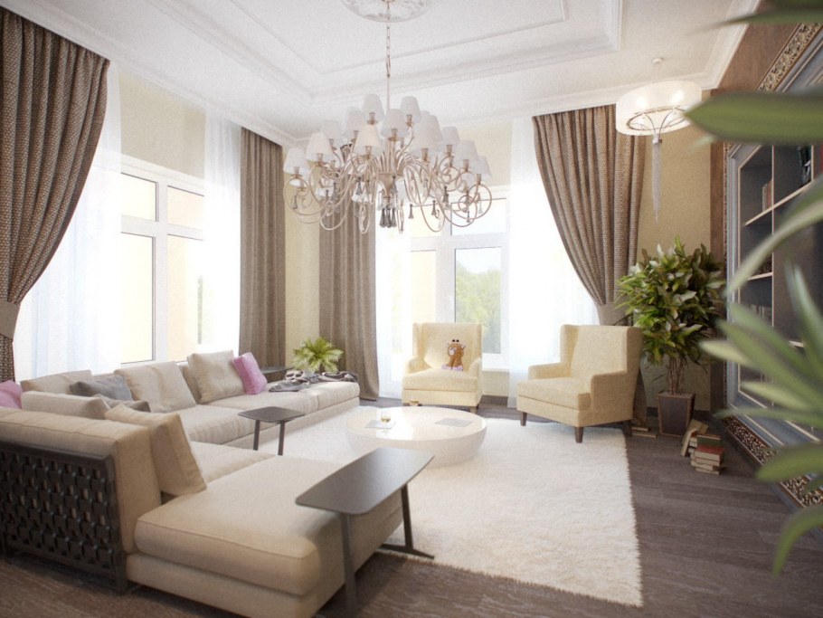 Гостиные с панорамными окнами в доме