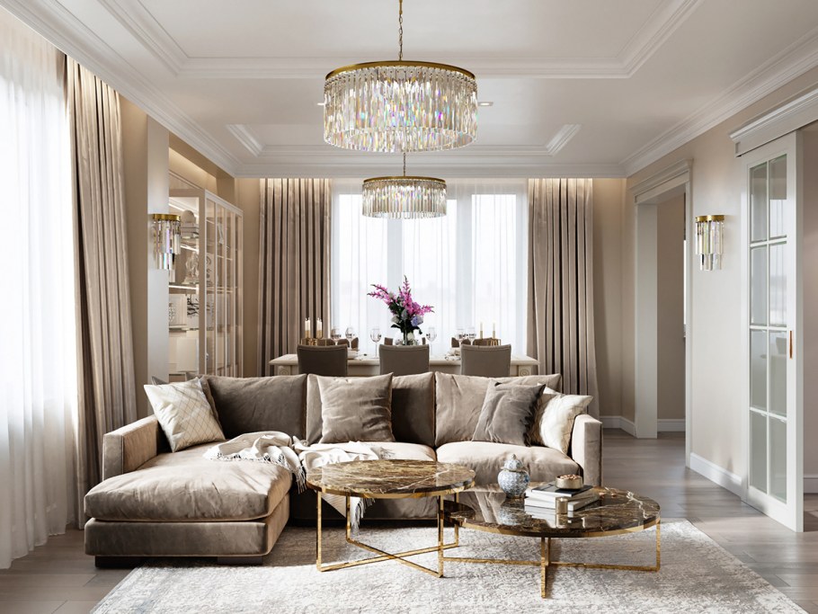 Современная классика в интерьере в пастельных тонах