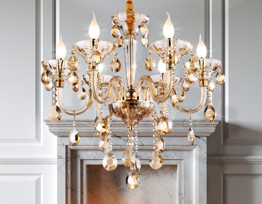 Люстра в стиле классическом в интерьере гостиной