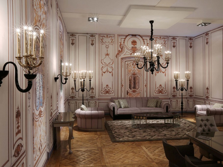 Бра классика в интерьере гостиной