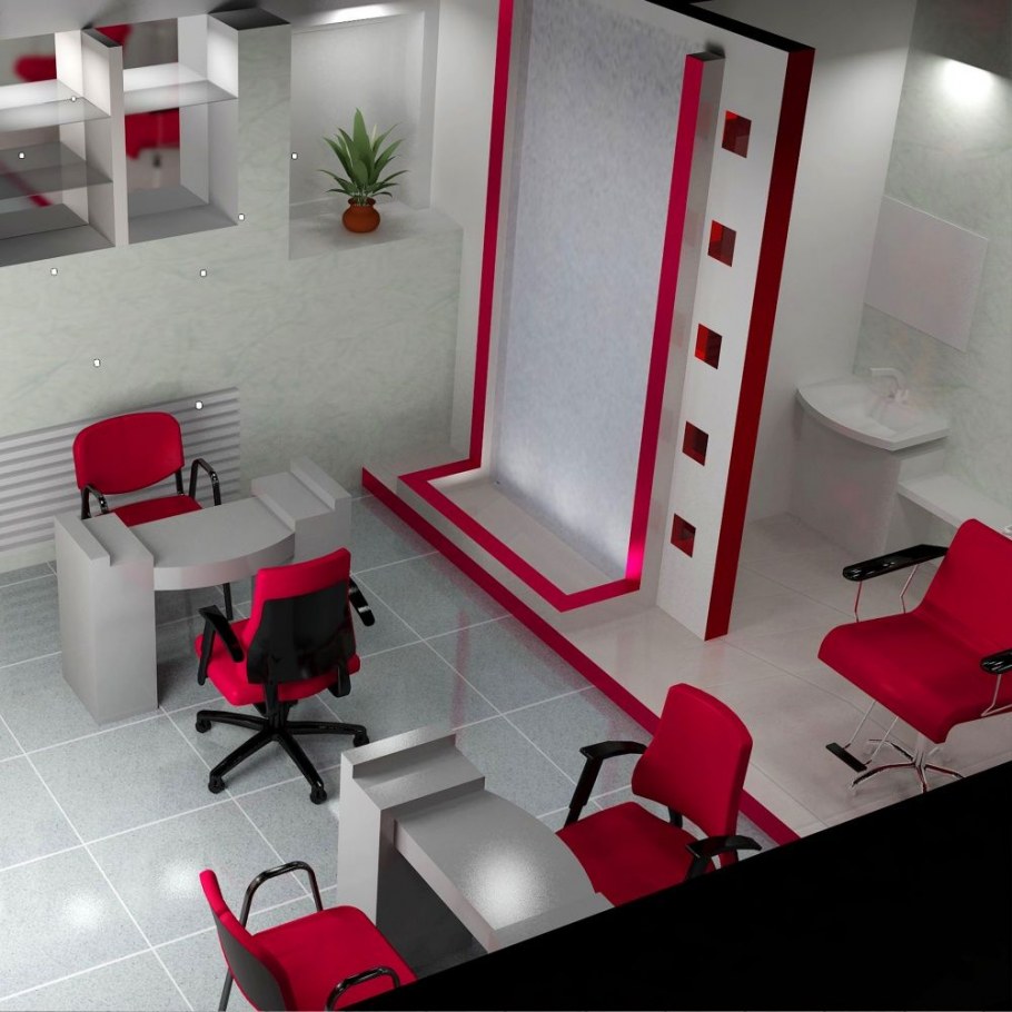 Интерьер салона красоты в черно Красном стиле