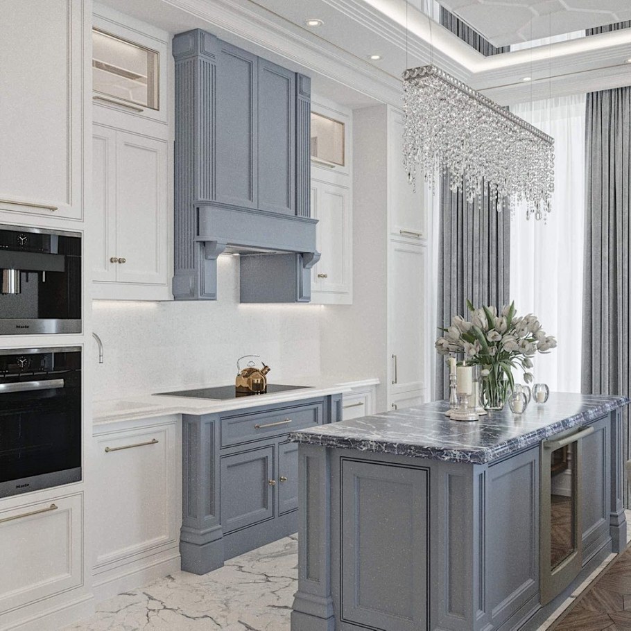 Кухни с островом Неоклассика 2021