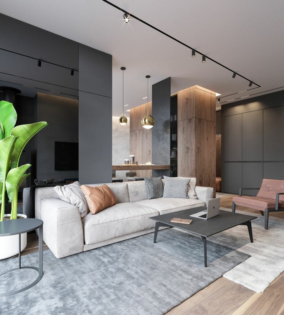 Контемпорари стиль в интерьере гостиной