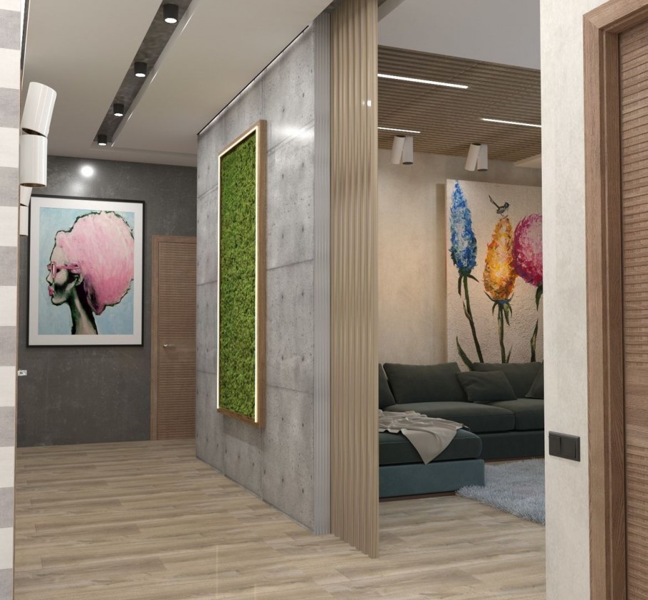 Перегородка между прихожей и гостиной