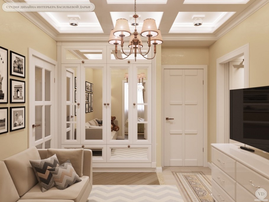 Зонирование комнаты шторами