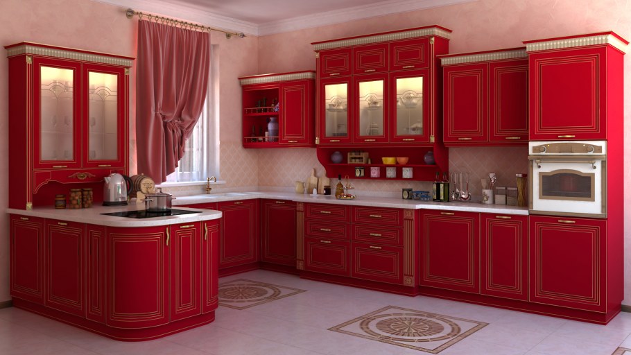 Красные кухни