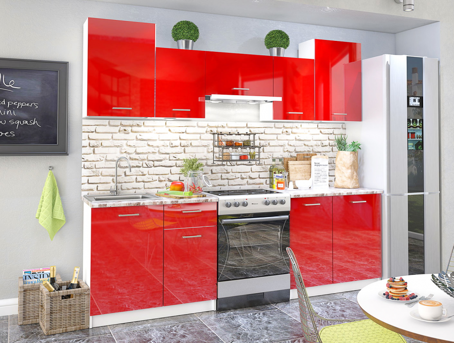 Красная кухонная мебель