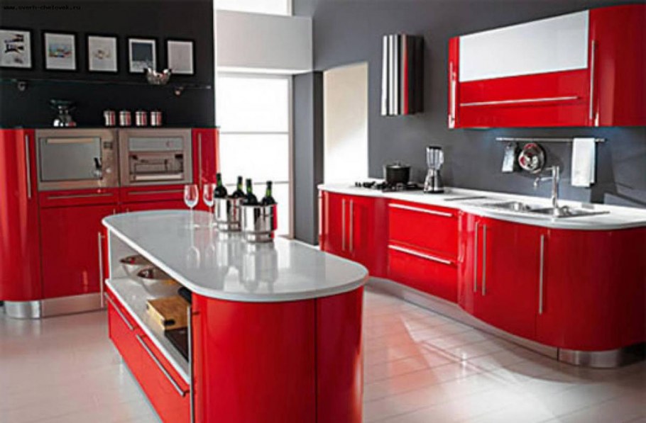 Стены под красную кухню