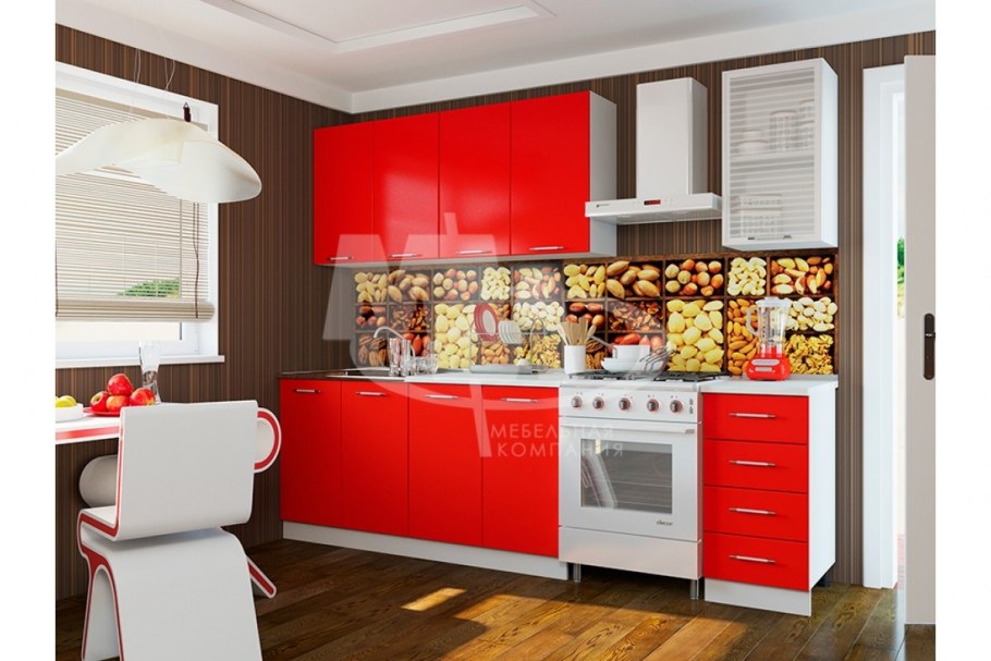 Кухня Ксения бордо глянец 2м.