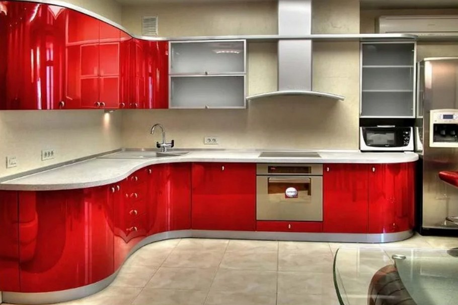 Красная кухня в интерьере