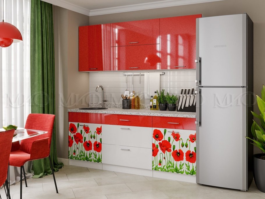 Красивые красные кухни
